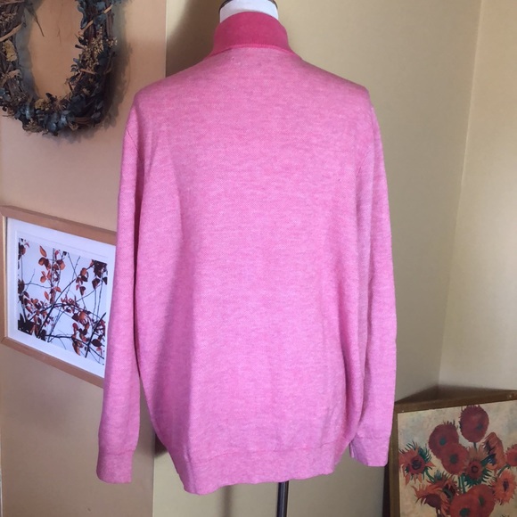 VINEYARD VINES Size XLPink Weave Brown Sueded collar 1/4 zip Merino Wool $229NEW - Picture 6 of 16